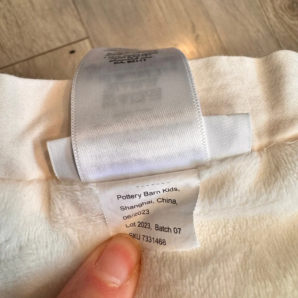 Pottery Barn Kids Plush Throw Baby Blanket Cream Textured Baby‎ Velour Back